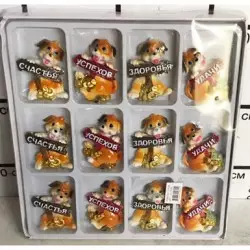 Магниты Собачки в боксе 12 шт 17428