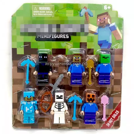 Фигурки для конструктора Майнкрафт (набор из 6 шт) на блистере 22617