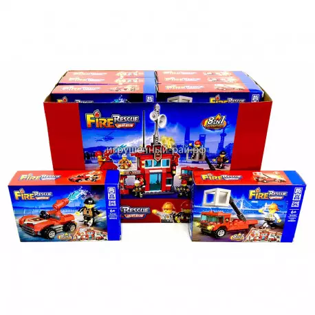 Конструкторы Сити - Пожарная машина (Zhe Gao, 8 видов) бокс из 16 шт QL2263