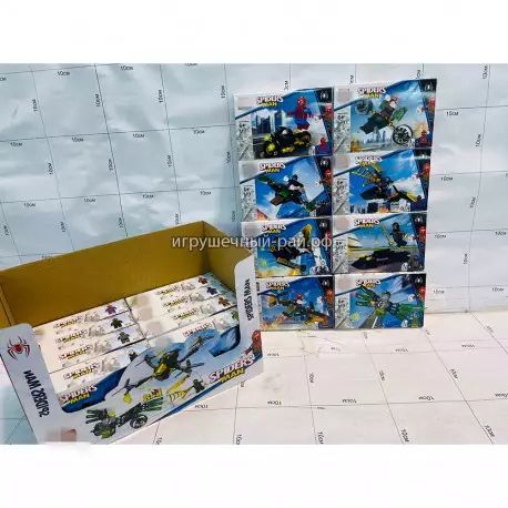 Конструкторы Супер-герои (PRCK, 8 видов) бокс из 16 шт 64121