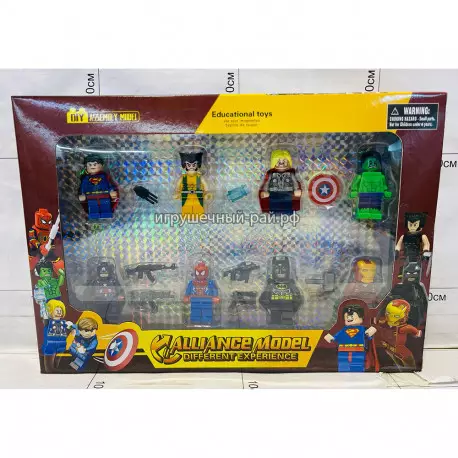 Фигурки Супер-герои для конструктора (набор из 8 шт + аксессуары) 22621